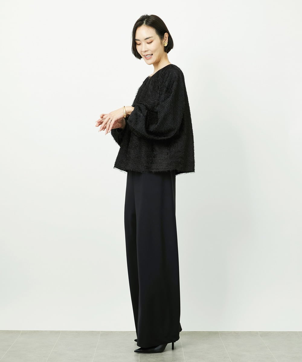 F6LDD02220 MICHEL KLEIN(小さいサイズ)(メゾン ドゥ サンク) [小さいサイズ][コージーボトム]シームレスワイドパンツ ライトグレー