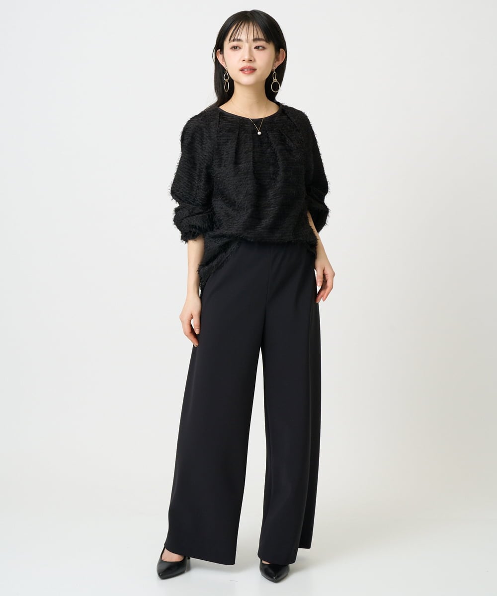 F6LDD02220 MICHEL KLEIN(小さいサイズ)(メゾン ドゥ サンク) [小さいサイズ][コージーボトム]シームレスワイドパンツ ライトグレー