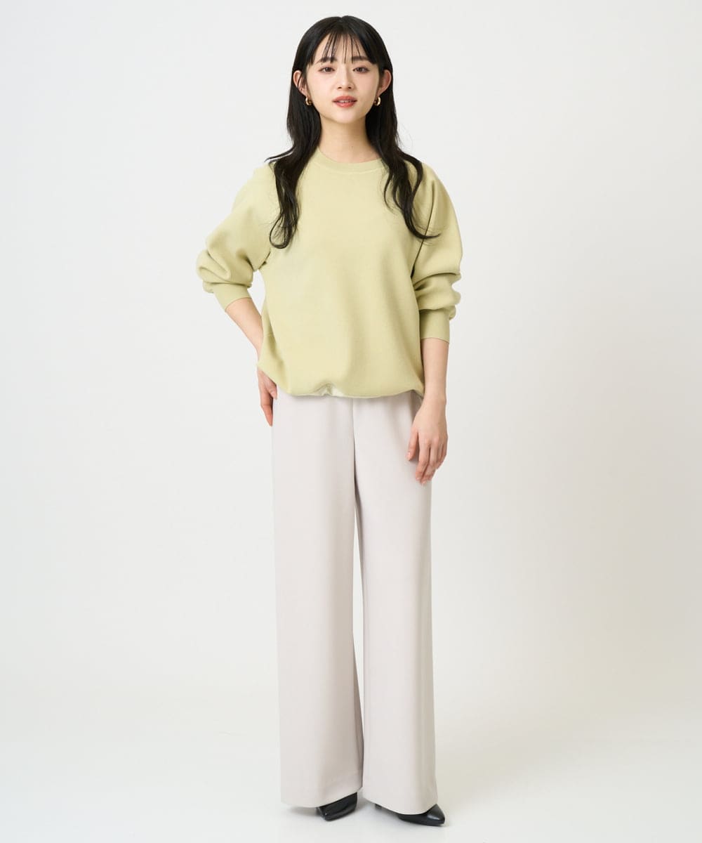 F6LDD02220 MICHEL KLEIN(小さいサイズ)(メゾン ドゥ サンク) [小さいサイズ][コージーボトム]シームレスワイドパンツ ライトグレー