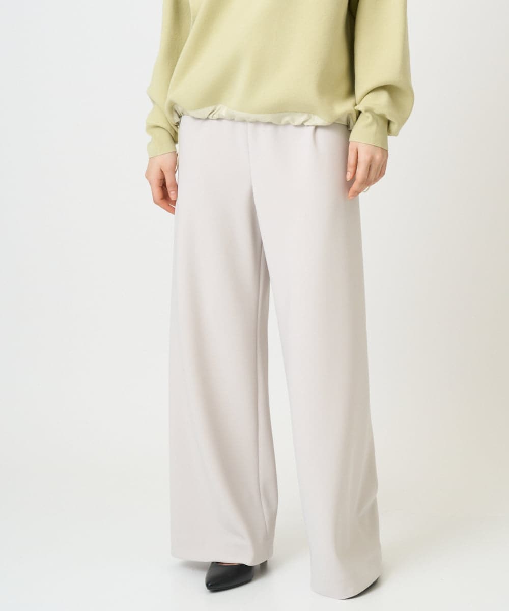 F6LDD02220 MICHEL KLEIN(小さいサイズ)(メゾン ドゥ サンク) [小さいサイズ][コージーボトム]シームレスワイドパンツ ライトグレー