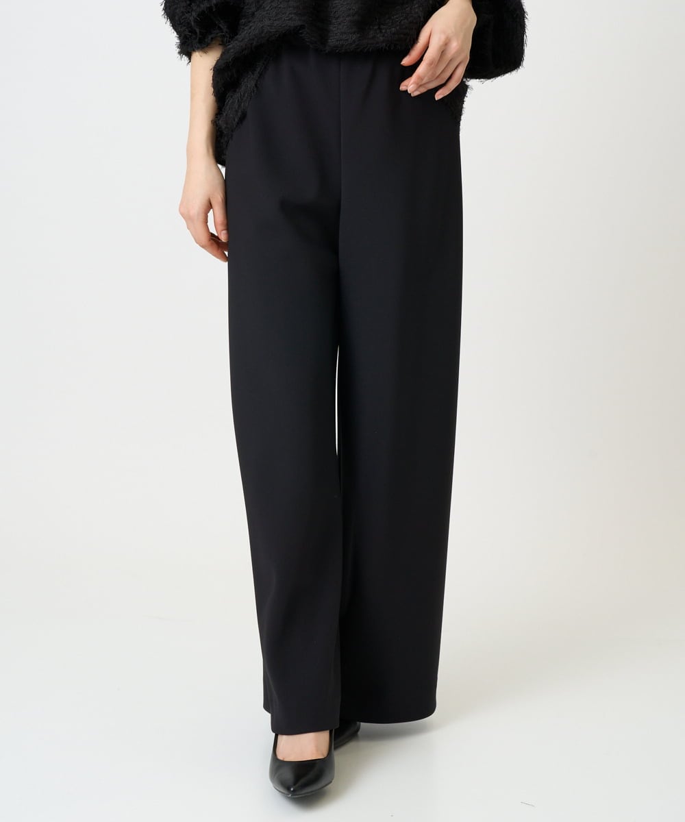 F6LDD02220 MICHEL KLEIN(小さいサイズ)(メゾン ドゥ サンク) [小さいサイズ][コージーボトム]シームレスワイドパンツ ブラック