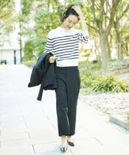 F6LDD11230 MICHEL KLEIN(小さいサイズ)(メゾン ドゥ サンク) [小さいサイズ][2WAYストレッチ]定番ワイドパンツ ライトグレー