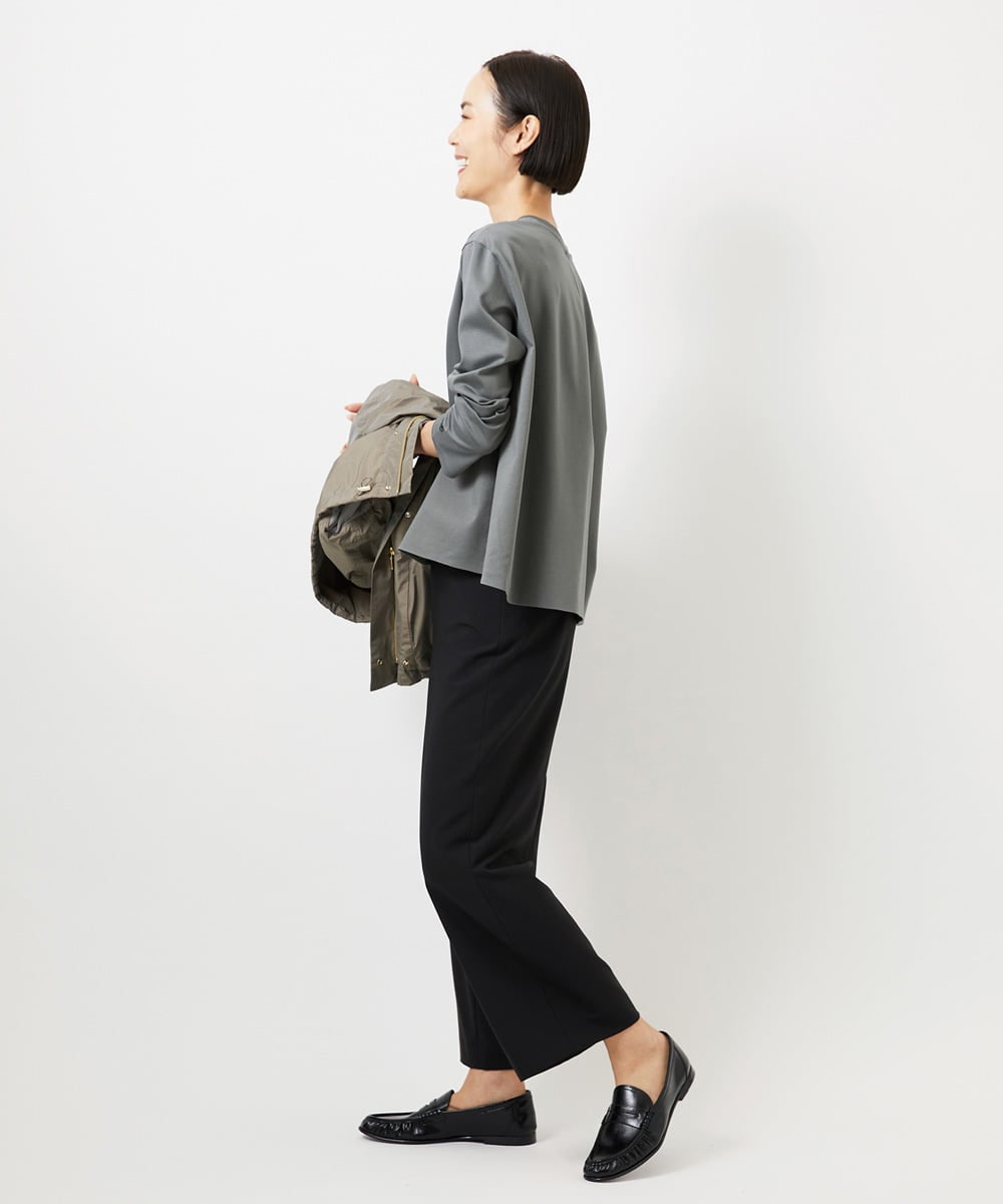 F6LDD11230 MICHEL KLEIN(小さいサイズ)(メゾン ドゥ サンク) [小さいサイズ][2WAYストレッチ]定番ワイドパンツ ライトグレー