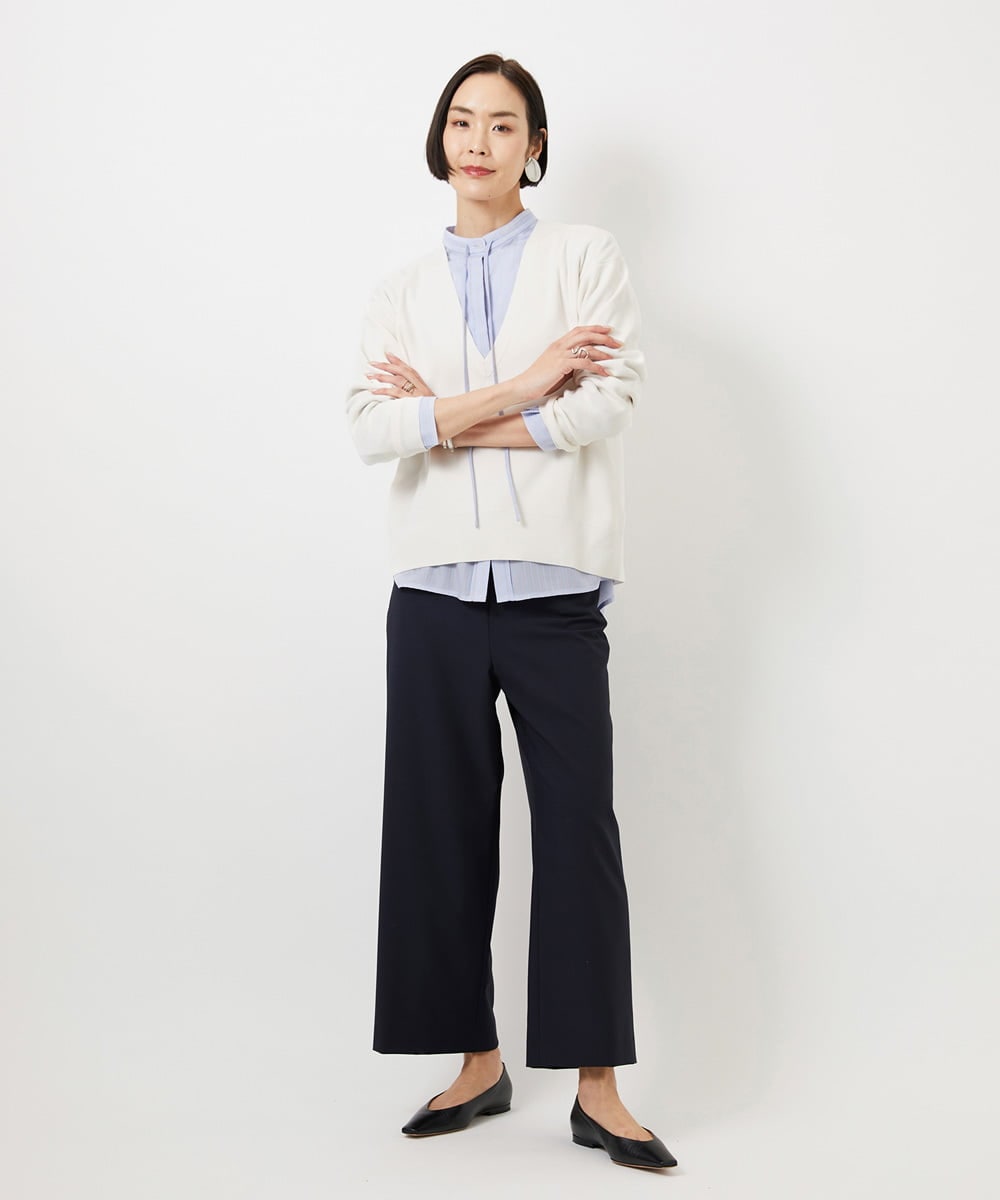 F6LDD11230 MICHEL KLEIN(小さいサイズ)(メゾン ドゥ サンク) [小さいサイズ][2WAYストレッチ]定番ワイドパンツ ライトグレー