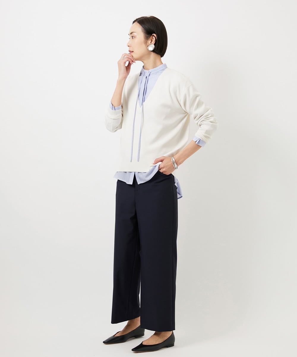 F6LDD11230 MICHEL KLEIN(小さいサイズ)(メゾン ドゥ サンク) [小さいサイズ][2WAYストレッチ]定番ワイドパンツ ライトグレー