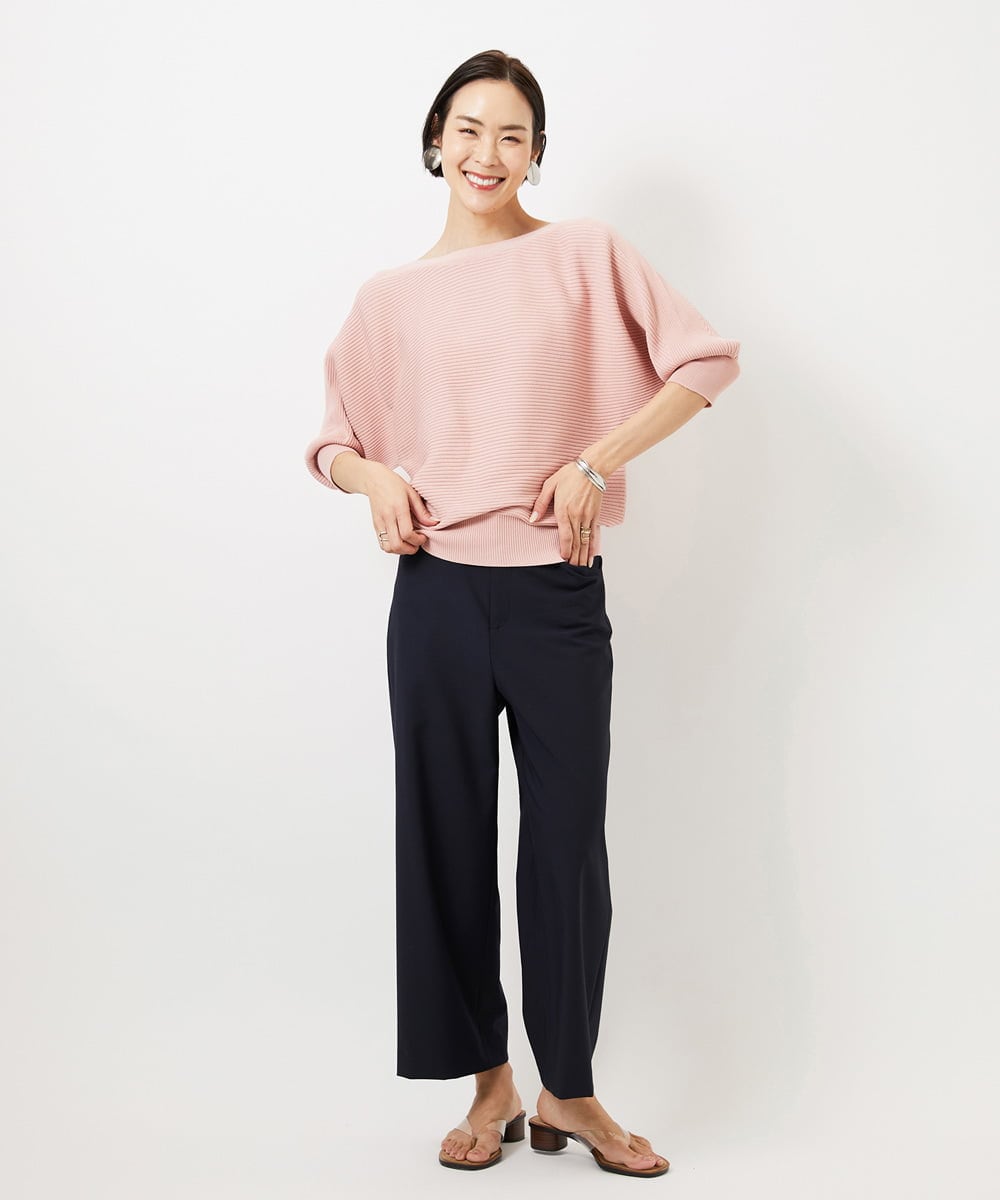 F6LDD11230 MICHEL KLEIN(小さいサイズ)(メゾン ドゥ サンク) [小さいサイズ][2WAYストレッチ]定番ワイドパンツ ライトグレー