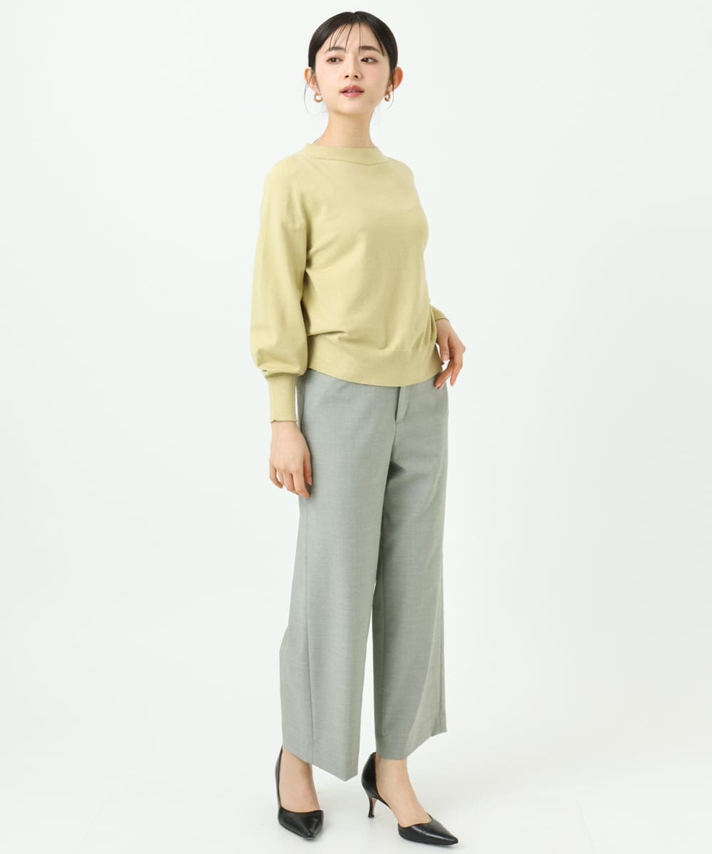 F6LDD11230 MICHEL KLEIN(小さいサイズ)(メゾン ドゥ サンク) [小さいサイズ][2WAYストレッチ]定番ワイドパンツ ライトグレー