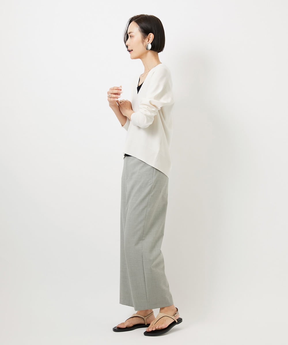 F6LDD11230 MICHEL KLEIN(小さいサイズ)(メゾン ドゥ サンク) [小さいサイズ][2WAYストレッチ]定番ワイドパンツ ライトグレー