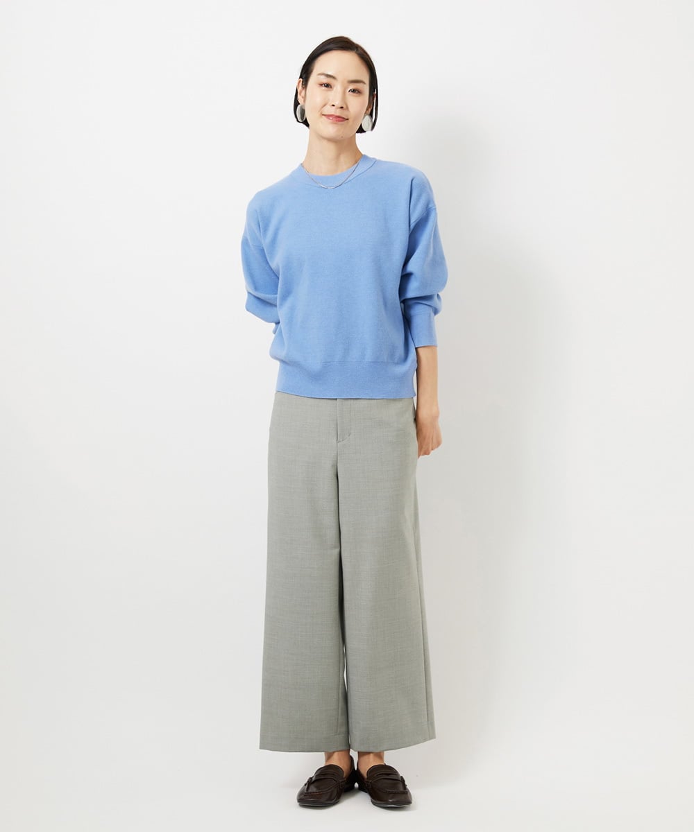 F6LDD11230 MICHEL KLEIN(小さいサイズ)(メゾン ドゥ サンク) [小さいサイズ][2WAYストレッチ]定番ワイドパンツ ライトグレー