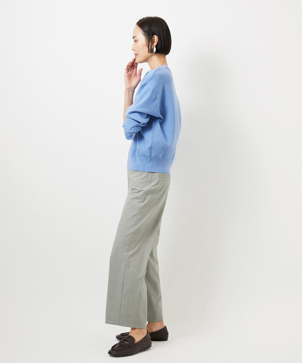 F6LDD11230 MICHEL KLEIN(小さいサイズ)(メゾン ドゥ サンク) [小さいサイズ][2WAYストレッチ]定番ワイドパンツ ライトグレー