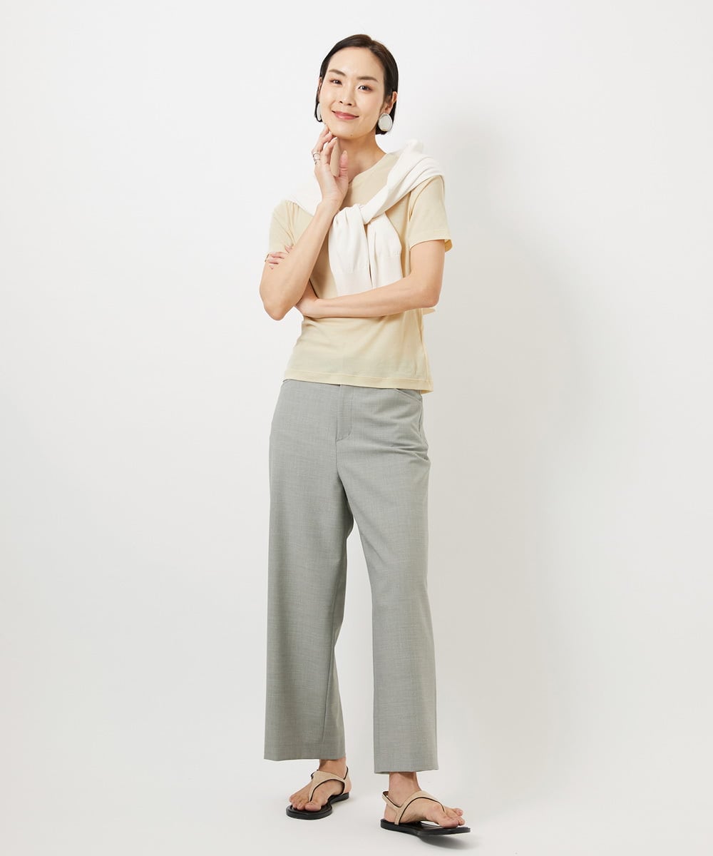 F6LDD11230 MICHEL KLEIN(小さいサイズ)(メゾン ドゥ サンク) [小さいサイズ][2WAYストレッチ]定番ワイドパンツ ライトグレー