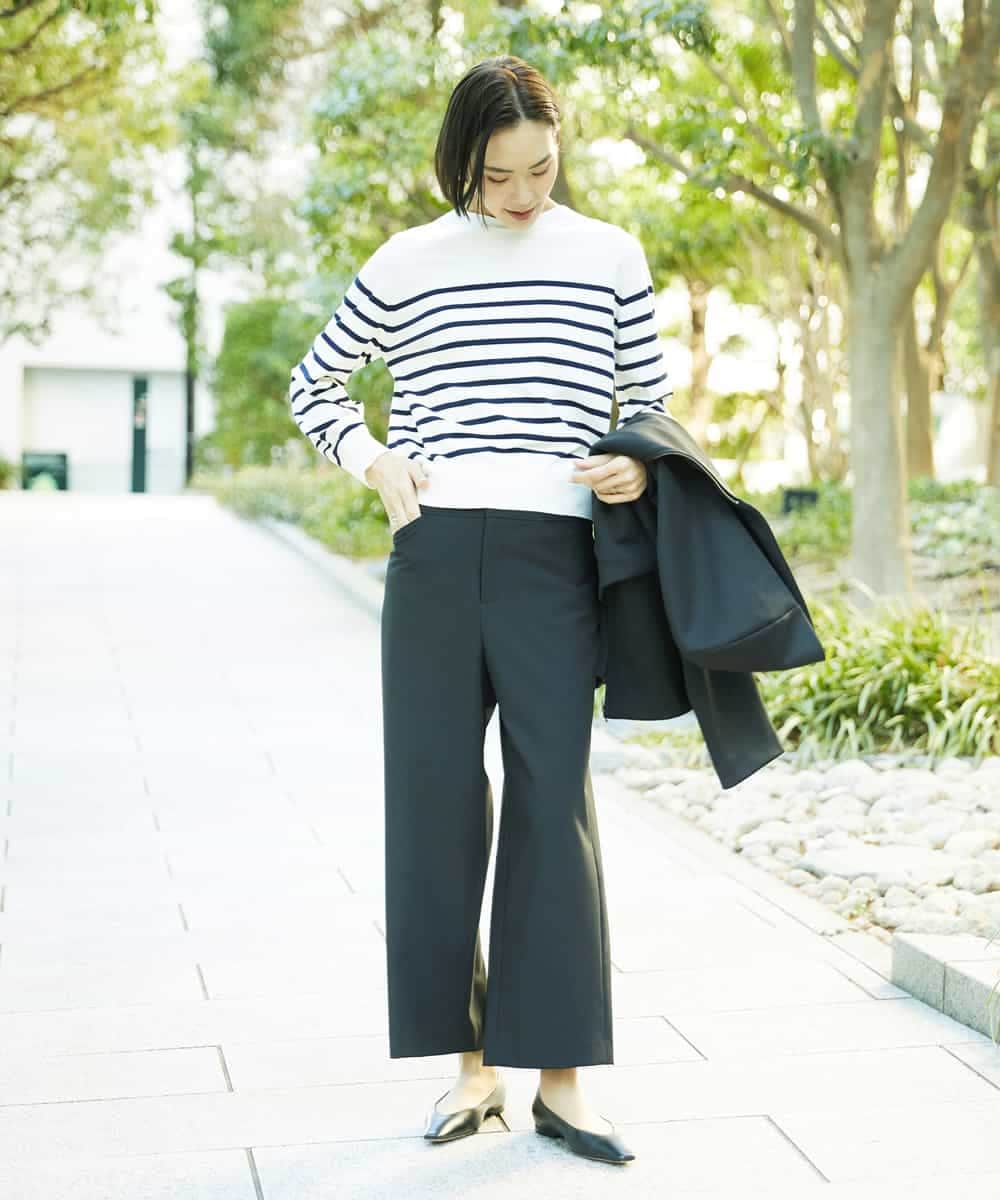 F6LDD11230 MICHEL KLEIN(小さいサイズ)(メゾン ドゥ サンク) [小さいサイズ][2WAYストレッチ]定番ワイドパンツ ブラック