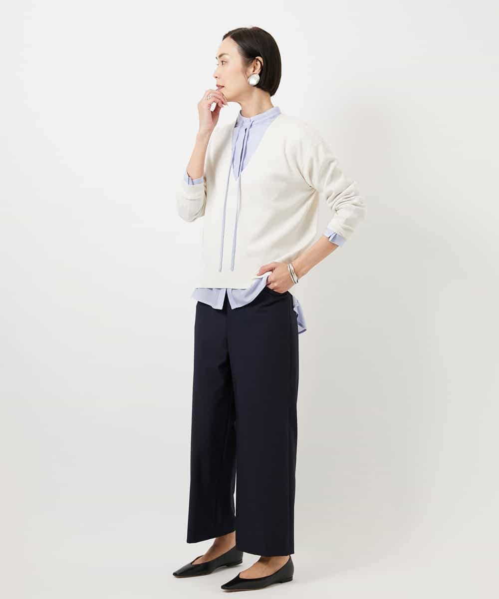 F6LDD11230 MICHEL KLEIN(小さいサイズ)(メゾン ドゥ サンク) [小さいサイズ][2WAYストレッチ]定番ワイドパンツ ブラック