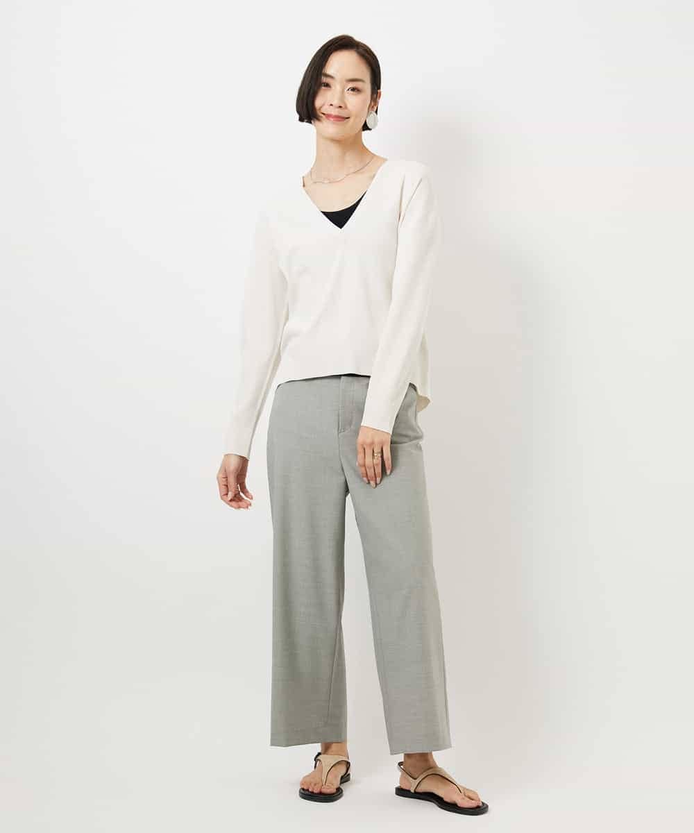 F6LDD11230 MICHEL KLEIN(小さいサイズ)(メゾン ドゥ サンク) [小さいサイズ][2WAYストレッチ]定番ワイドパンツ ブラック