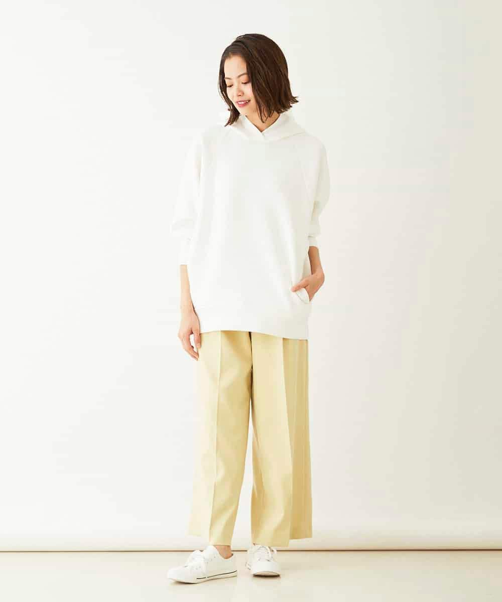 F6LDM17220 MICHEL KLEIN(小さいサイズ)(メゾン ドゥ サンク) 【洗える】ハイウエストワイドストレートパンツ イエロー