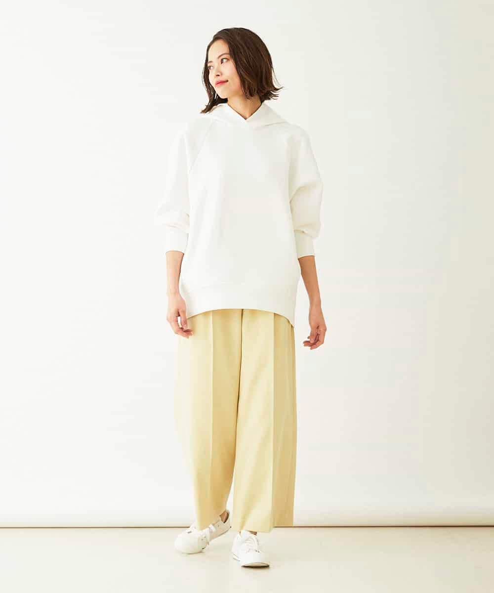 F6LDM17220 MICHEL KLEIN(小さいサイズ)(メゾン ドゥ サンク) 【洗える】ハイウエストワイドストレートパンツ イエロー