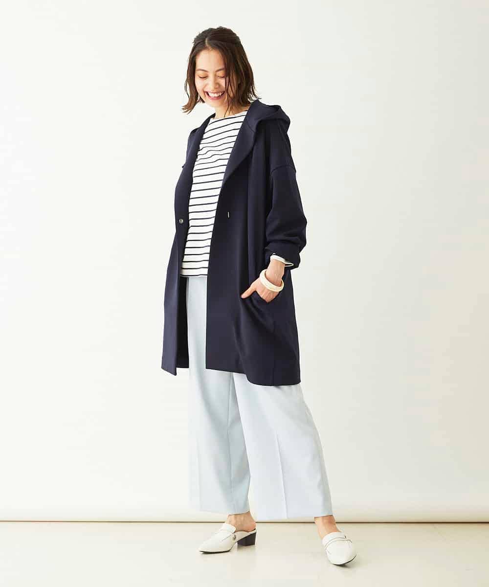 F6LDM17220 MICHEL KLEIN(小さいサイズ)(メゾン ドゥ サンク) 【洗える】ハイウエストワイドストレートパンツ イエロー