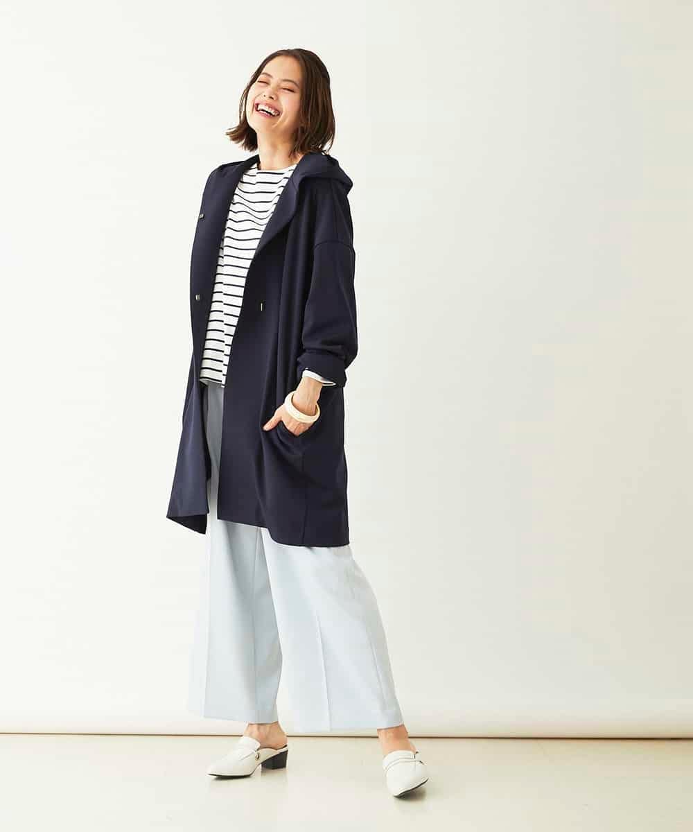 F6LDM17220 MICHEL KLEIN(小さいサイズ)(メゾン ドゥ サンク) 【洗える】ハイウエストワイドストレートパンツ イエロー