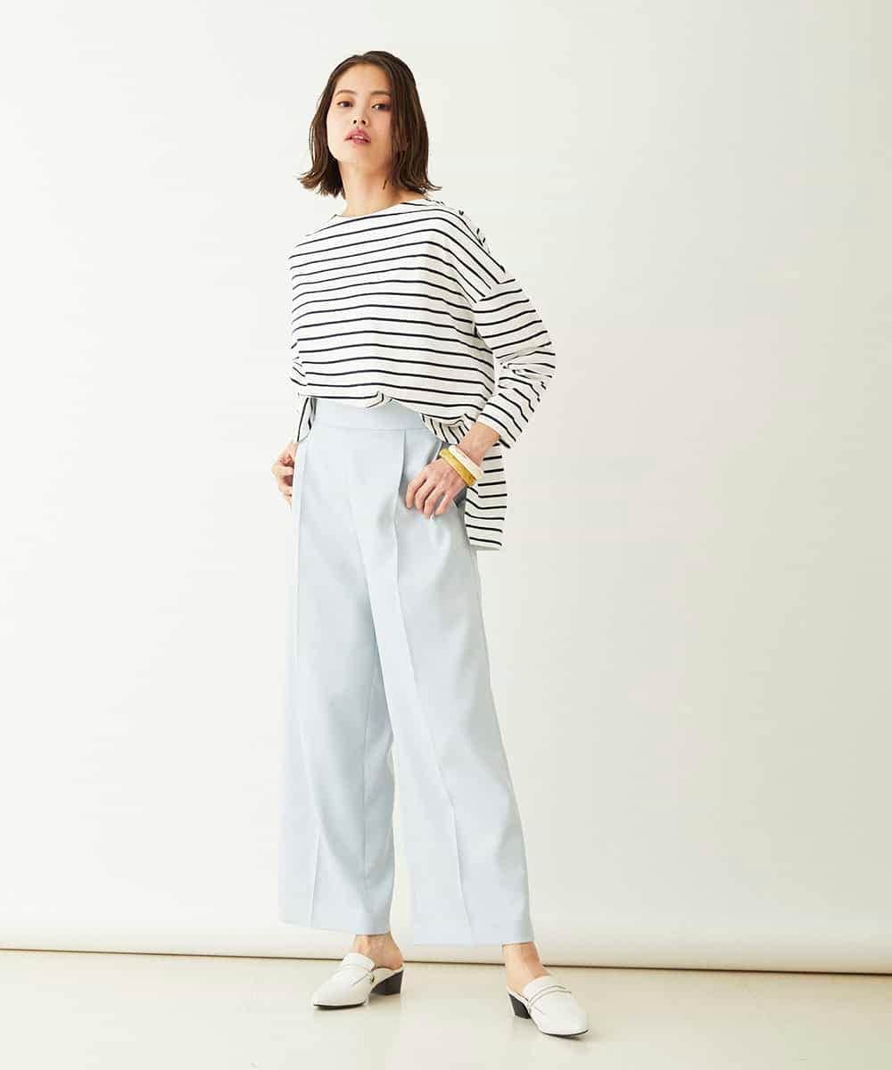 F6LDM17220 MICHEL KLEIN(小さいサイズ)(メゾン ドゥ サンク) 【洗える】ハイウエストワイドストレートパンツ イエロー