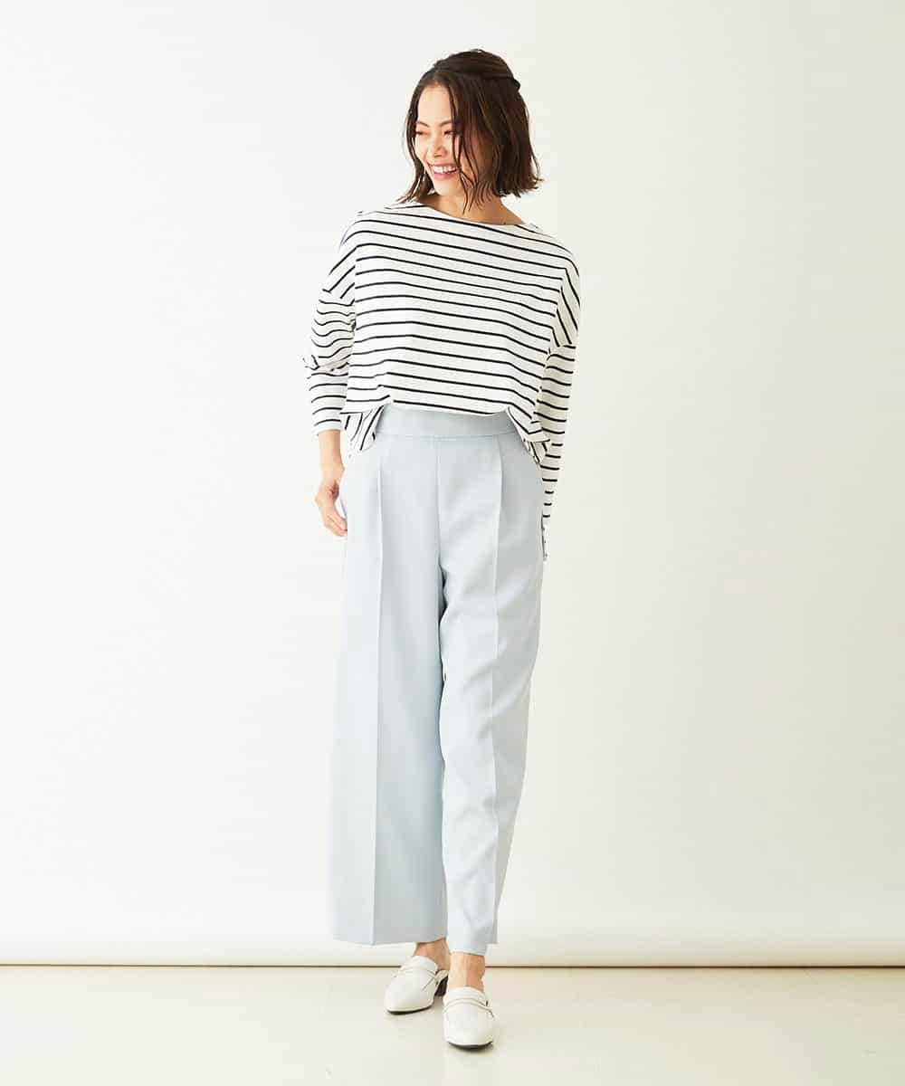 F6LDM17220 MICHEL KLEIN(小さいサイズ)(メゾン ドゥ サンク) 【洗える】ハイウエストワイドストレートパンツ イエロー
