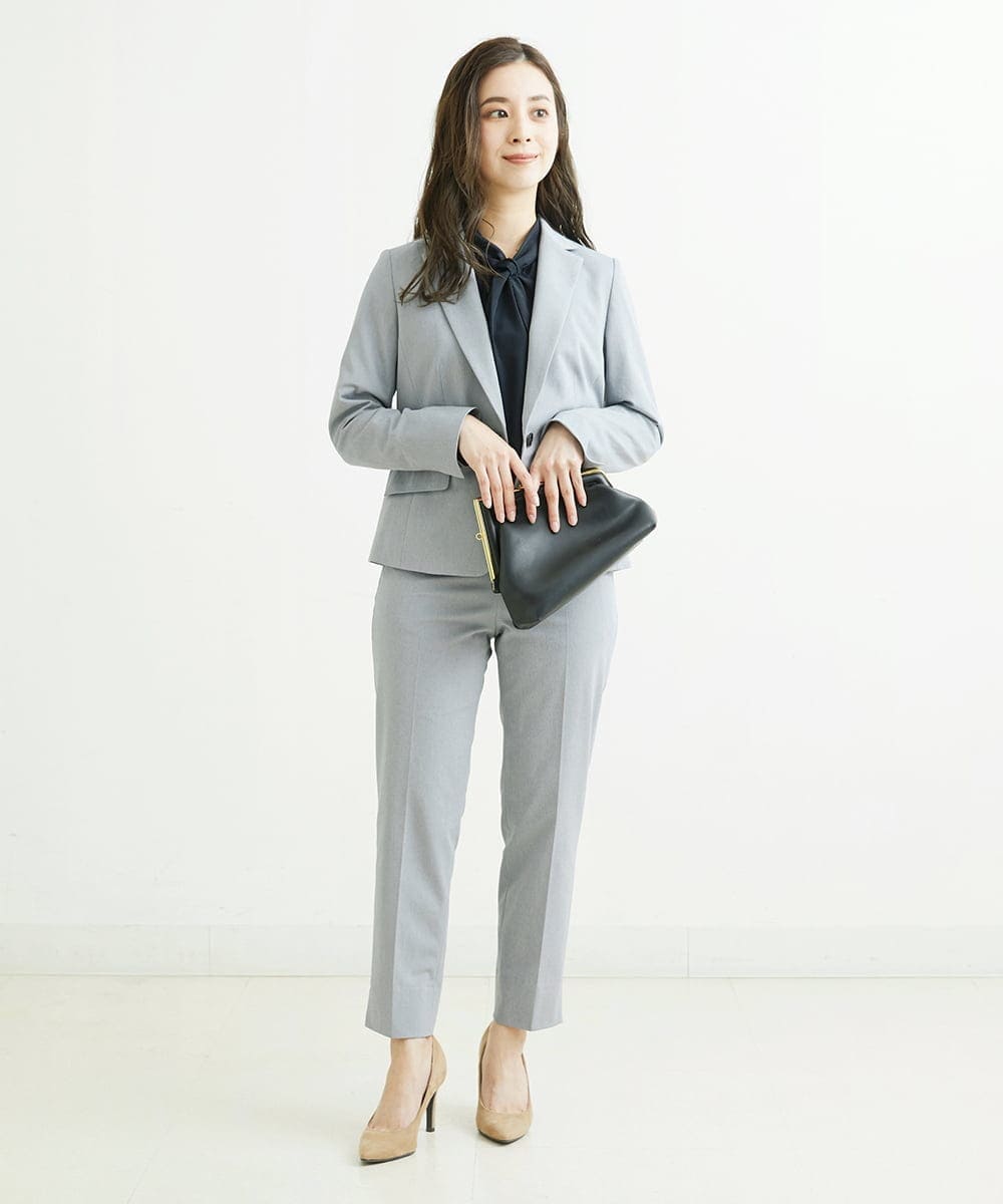 F6LDS05230 MICHEL KLEIN(小さいサイズ)(メゾン ドゥ サンク) [小さいサイズ]トリコットカノコテーパードパンツ（セットアップ対応） グレー(92)