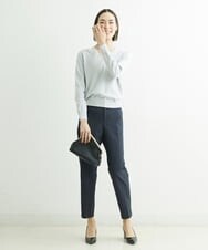F6LDS05230 MICHEL KLEIN(小さいサイズ)(メゾン ドゥ サンク) [小さいサイズ]トリコットカノコテーパードパンツ（セットアップ対応） グレー(92)