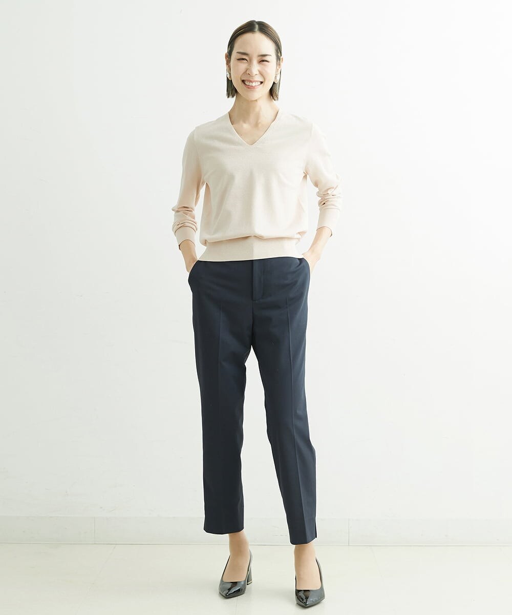 F6LDS05230 MICHEL KLEIN(小さいサイズ)(メゾン ドゥ サンク) [小さいサイズ]トリコットカノコテーパードパンツ（セットアップ対応） グレー(92)