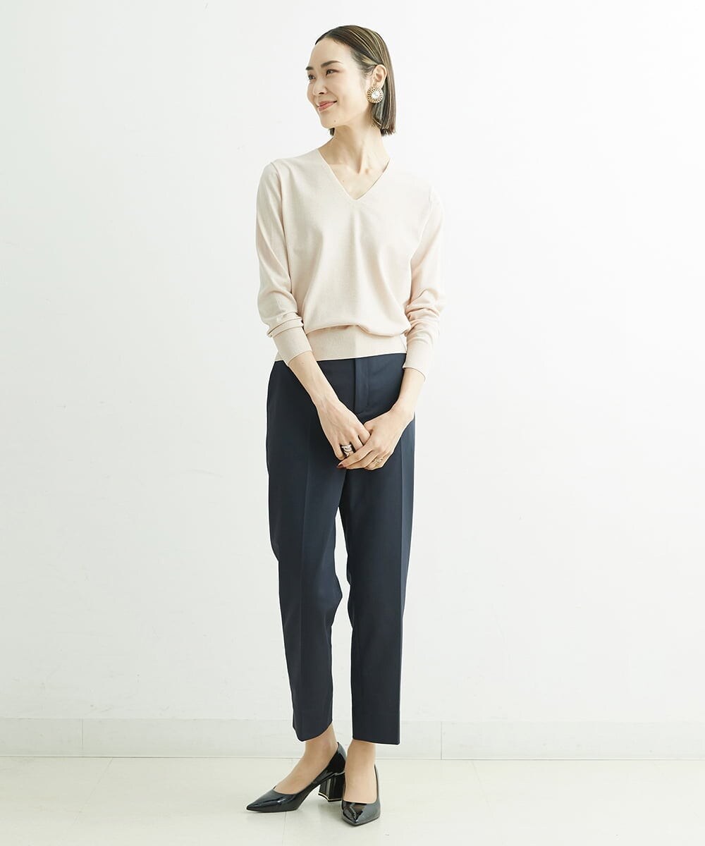 F6LDS05230 MICHEL KLEIN(小さいサイズ)(メゾン ドゥ サンク) [小さいサイズ]トリコットカノコテーパードパンツ（セットアップ対応） グレー(92)