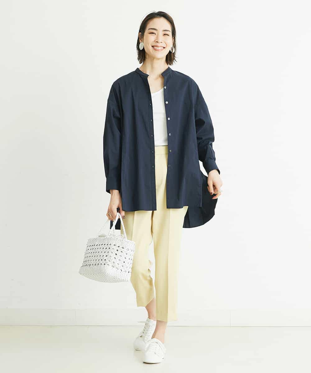 F6LFP28180 MICHEL KLEIN(小さいサイズ)(メゾン ドゥ サンク) 【洗える】テーパードカラーパンツ(小さいサイズ) グリーン(35)
