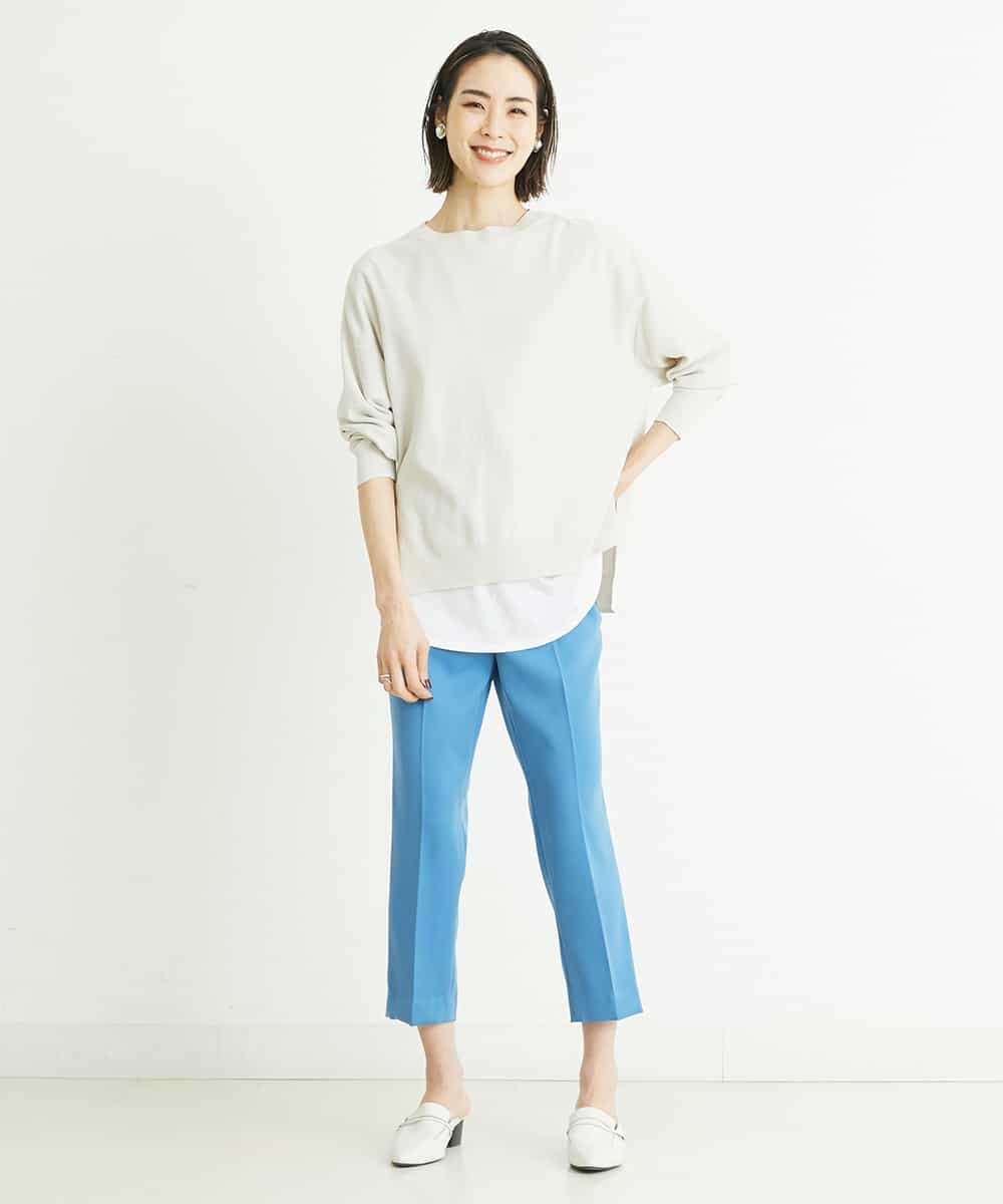 F6LFP28180 MICHEL KLEIN(小さいサイズ)(メゾン ドゥ サンク) 【洗える】テーパードカラーパンツ(小さいサイズ) グリーン(35)
