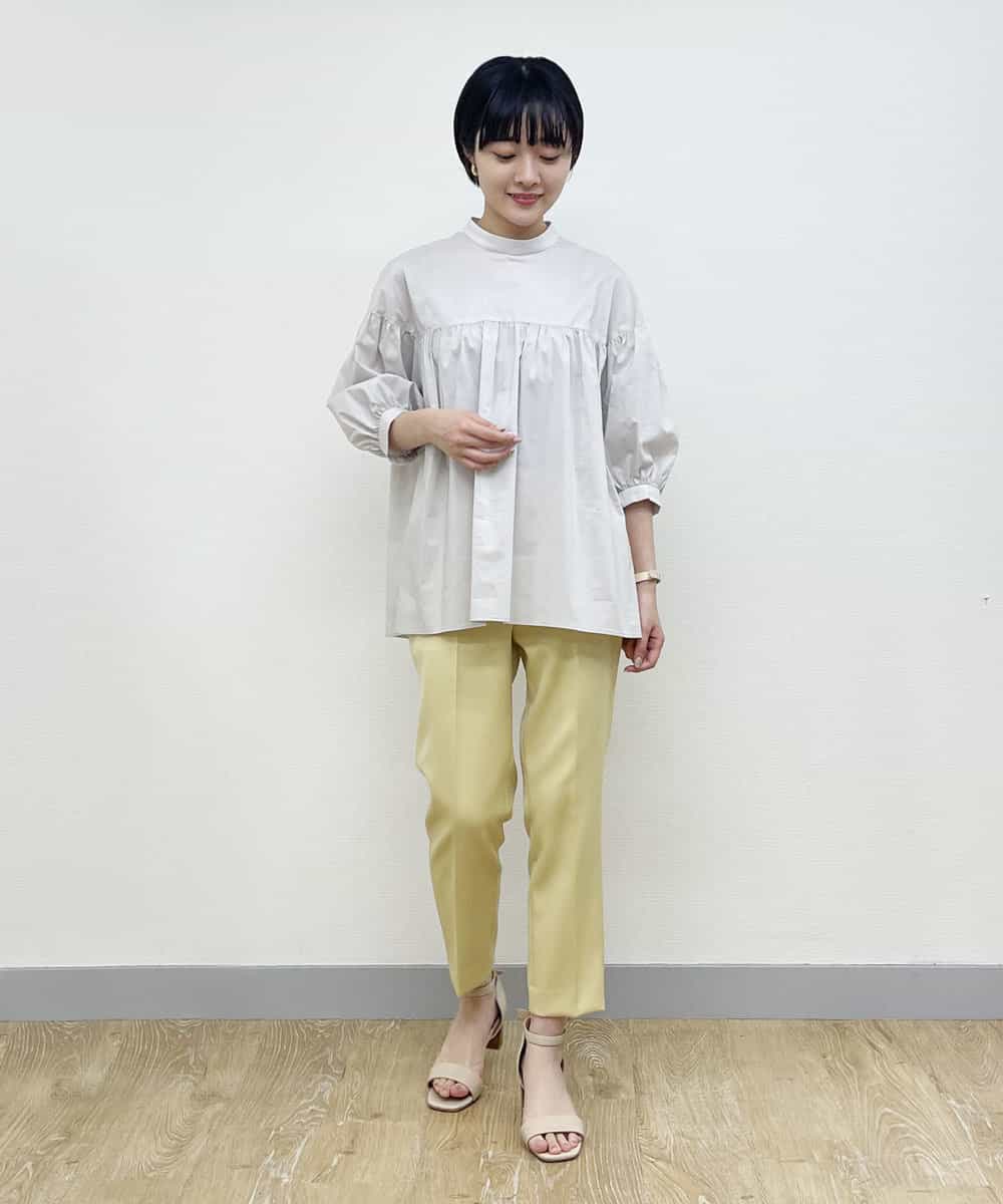 F6LFP28180 MICHEL KLEIN(小さいサイズ)(メゾン ドゥ サンク) 【洗える】テーパードカラーパンツ(小さいサイズ) グリーン(35)