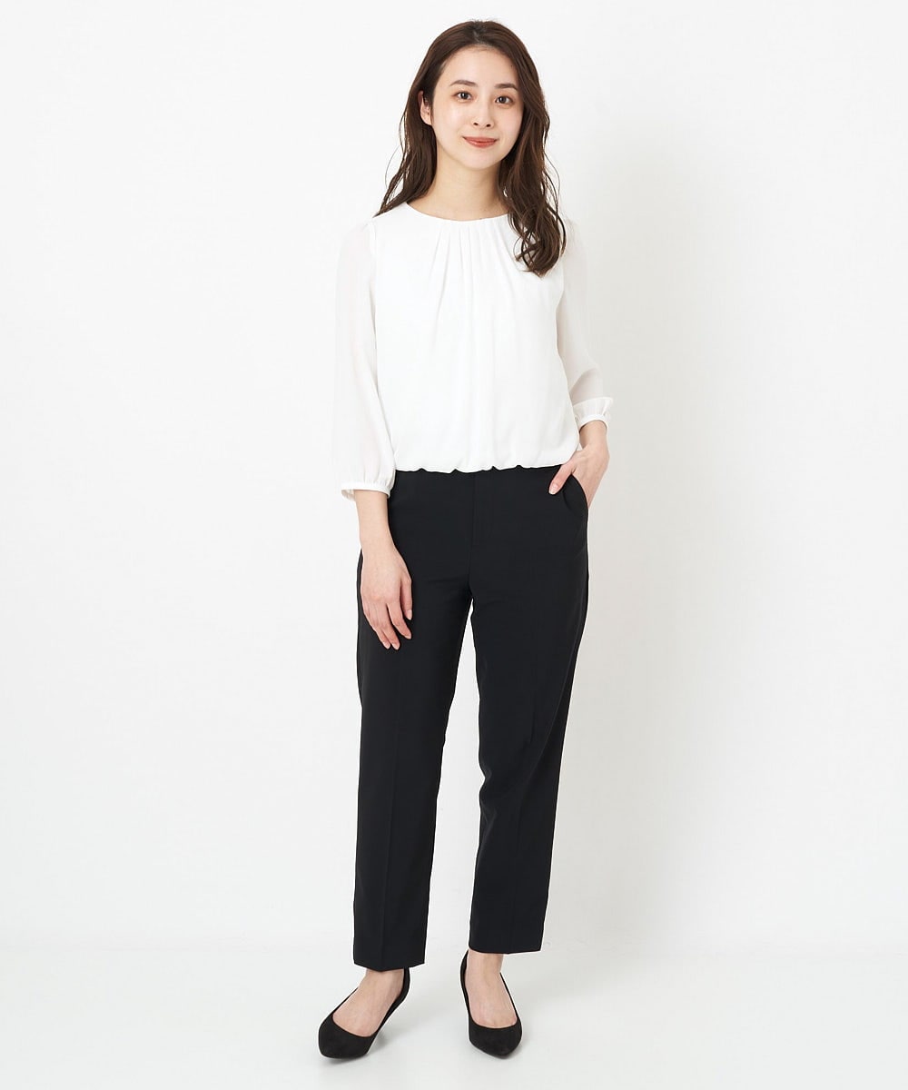 F6LFS19230 MICHEL KLEIN(小さいサイズ)(メゾン ドゥ サンク) [小さいサイズ]ストレッチテーパードパンツ(セットアップ対応) オフホワイト(81)