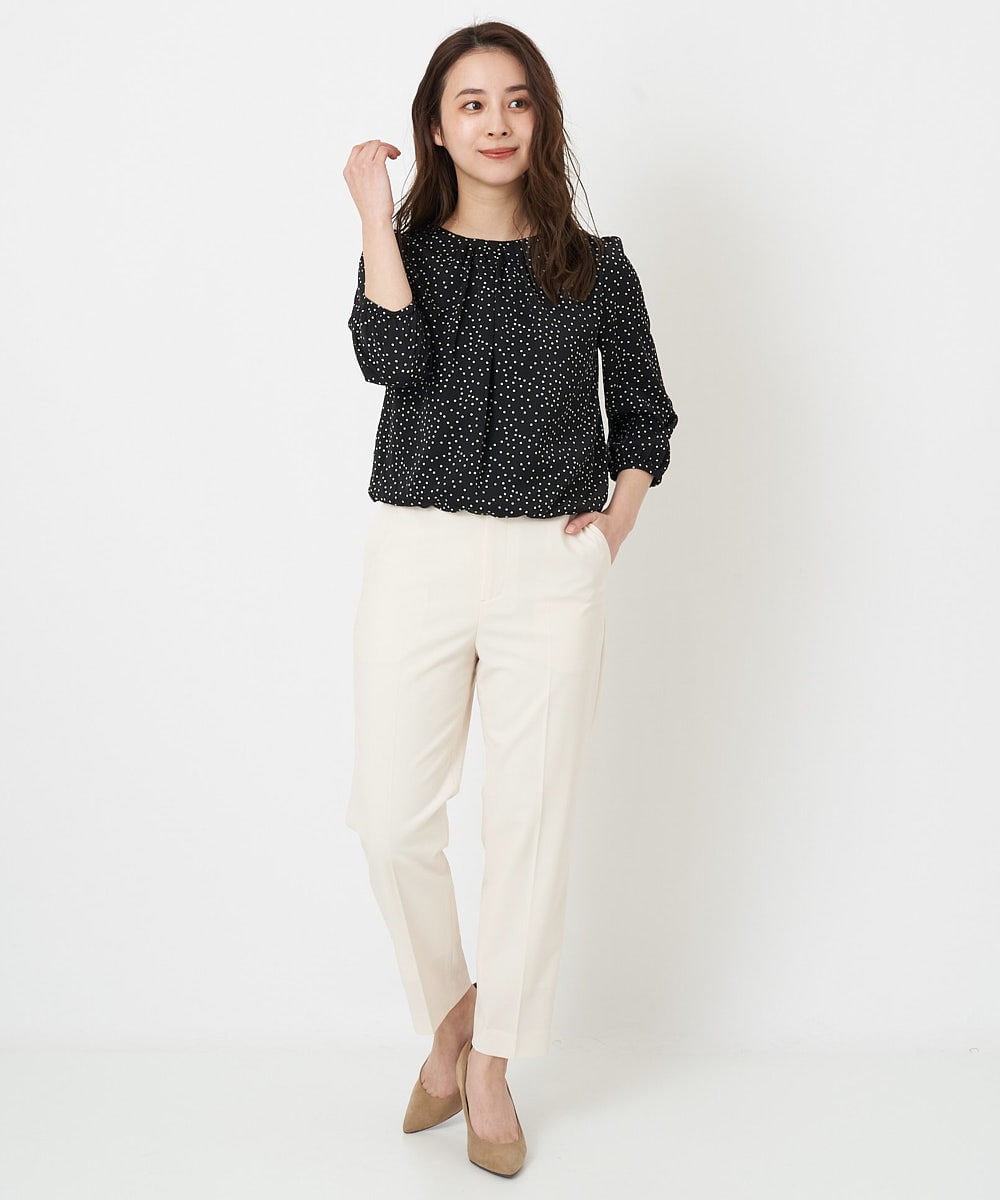 F6LFS19230 MICHEL KLEIN(小さいサイズ)(メゾン ドゥ サンク) [小さいサイズ]ストレッチテーパードパンツ(セットアップ対応) オフホワイト(81)
