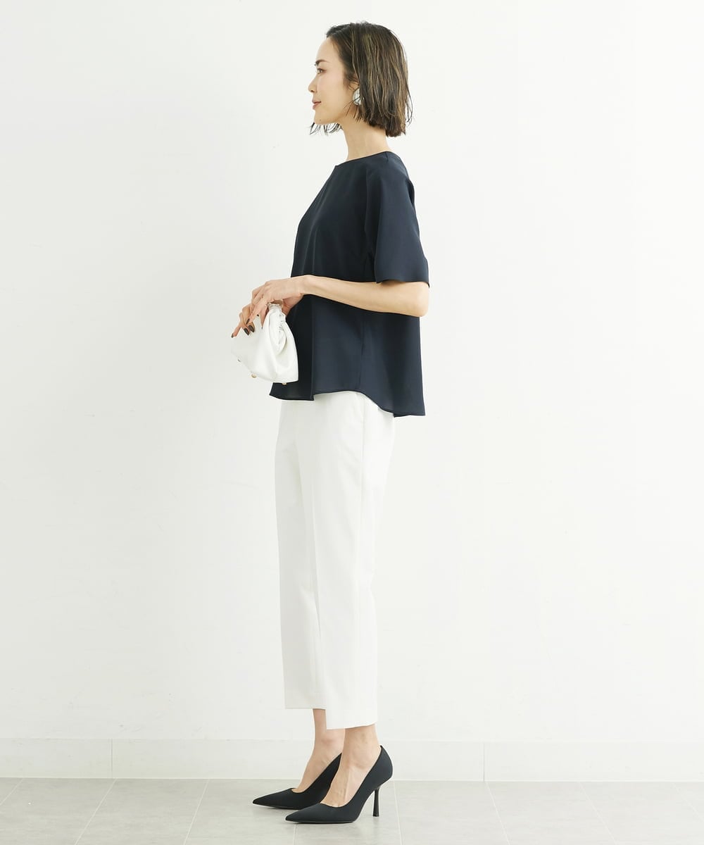F6LFS24200 MICHEL KLEIN(小さいサイズ)(メゾン ドゥ サンク) [小さいサイズ]ドライギャバスリムストレッチテーパードパンツ/人気 ミントブルー(50)