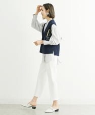 F6LFS24200 MICHEL KLEIN(小さいサイズ)(メゾン ドゥ サンク) [小さいサイズ]ドライギャバスリムストレッチテーパードパンツ/人気 ミントブルー(50)