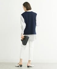 F6LFS24200 MICHEL KLEIN(小さいサイズ)(メゾン ドゥ サンク) [小さいサイズ]ドライギャバスリムストレッチテーパードパンツ/人気 ミントブルー(50)