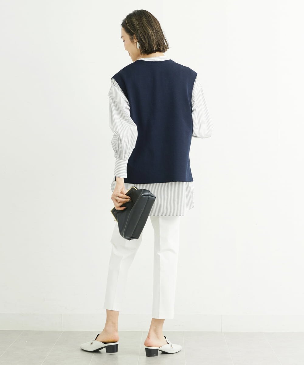 F6LFS24200 MICHEL KLEIN(小さいサイズ)(メゾン ドゥ サンク) [小さいサイズ]ドライギャバスリムストレッチテーパードパンツ/人気 ミントブルー(50)
