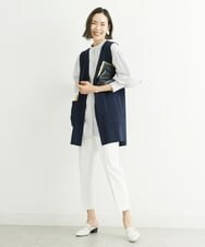 F6LFS24200 MICHEL KLEIN(小さいサイズ)(メゾン ドゥ サンク) [小さいサイズ]ドライギャバスリムストレッチテーパードパンツ/人気 ミントブルー(50)