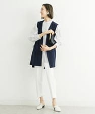 F6LFS24200 MICHEL KLEIN(小さいサイズ)(メゾン ドゥ サンク) [小さいサイズ]ドライギャバスリムストレッチテーパードパンツ/人気 ミントブルー(50)