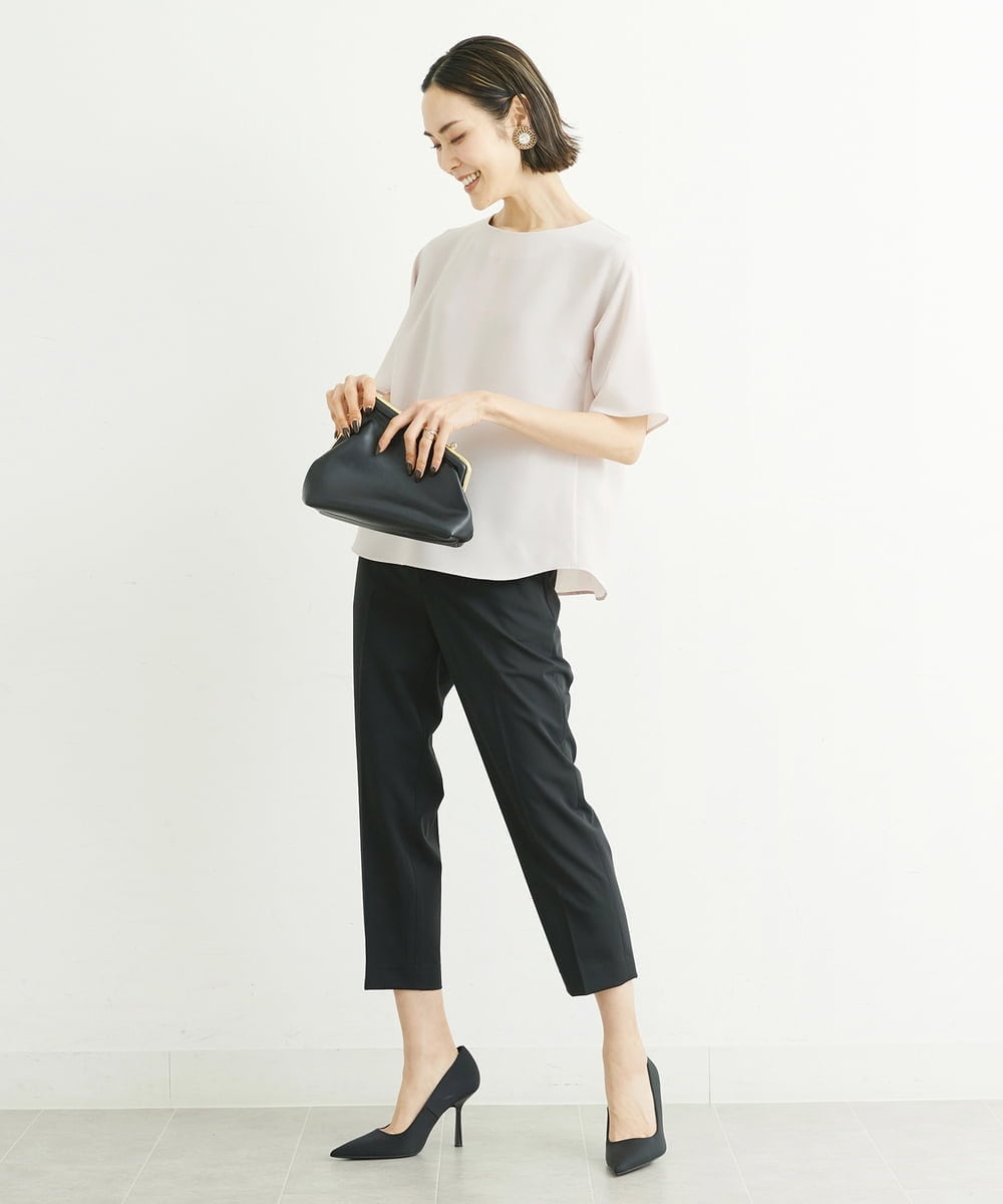 F6LFS24200 MICHEL KLEIN(小さいサイズ)(メゾン ドゥ サンク) [小さいサイズ]ドライギャバスリムストレッチテーパードパンツ/人気 ミントブルー(50)