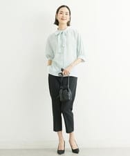 F6LFS24200 MICHEL KLEIN(小さいサイズ)(メゾン ドゥ サンク) [小さいサイズ]ドライギャバスリムストレッチテーパードパンツ/人気 ミントブルー(50)