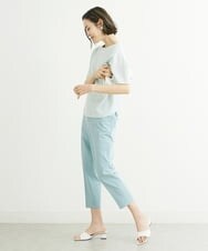 F6LFS24200 MICHEL KLEIN(小さいサイズ)(メゾン ドゥ サンク) [小さいサイズ]ドライギャバスリムストレッチテーパードパンツ/人気 ミントブルー(50)