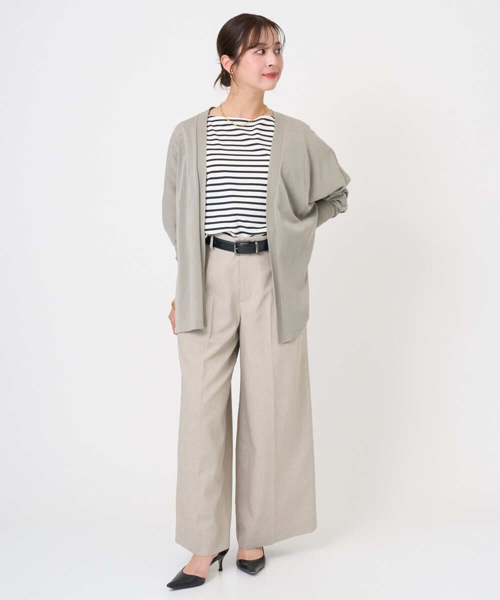 F6LGD05290 MICHEL KLEIN(小さいサイズ)(メゾン ドゥ サンク) [小さいサイズ][セットアップ対応]ツイードライク　ワイドパンツ ベージュ