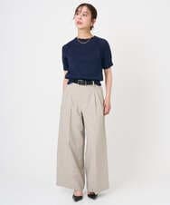 F6LGD05290 MICHEL KLEIN(小さいサイズ)(メゾン ドゥ サンク) [小さいサイズ][セットアップ対応]ツイードライク　ワイドパンツ ベージュ