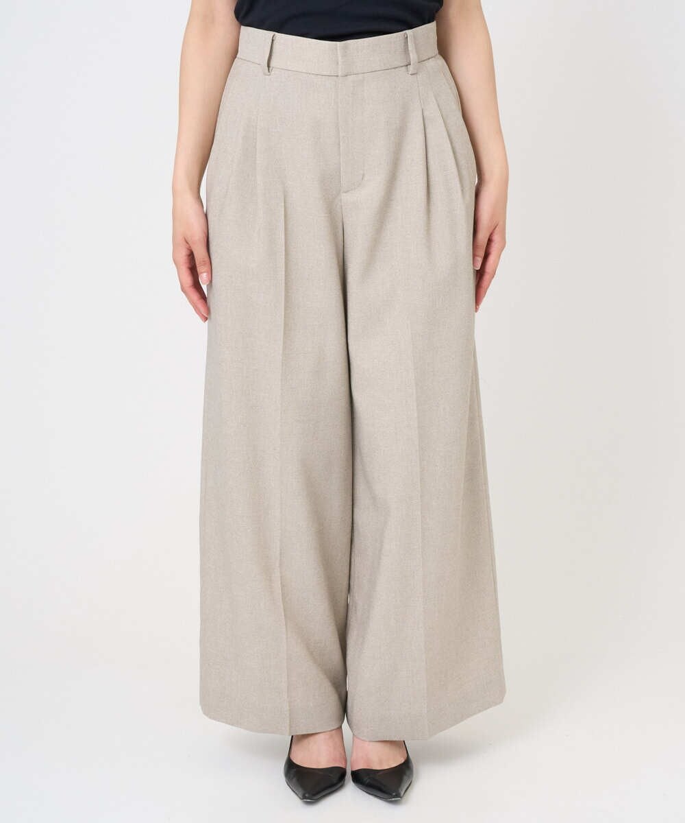 F6LGD05290 MICHEL KLEIN(小さいサイズ)(メゾン ドゥ サンク) [小さいサイズ][セットアップ対応]ツイードライク　ワイドパンツ ベージュ