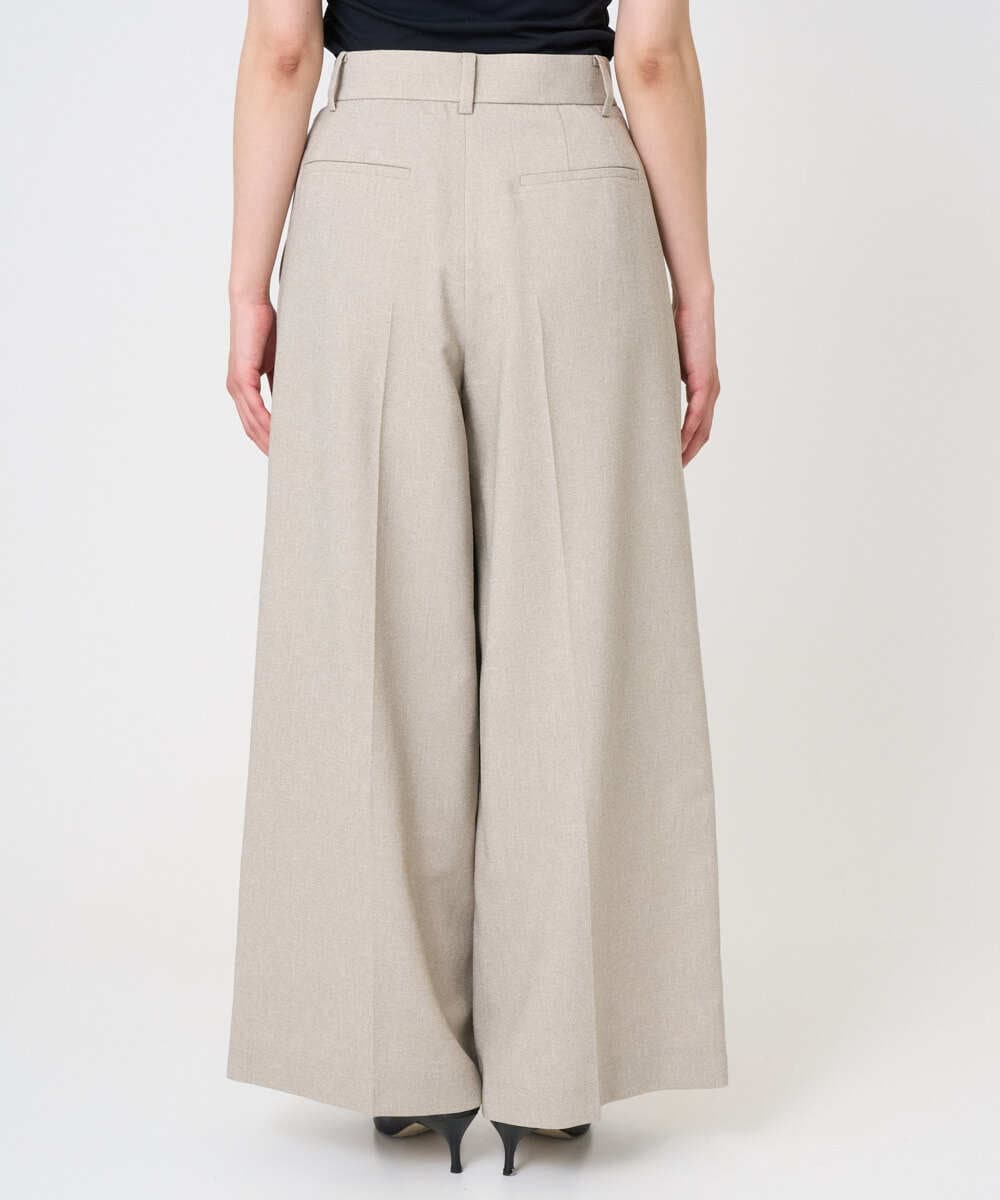 F6LGD05290 MICHEL KLEIN(小さいサイズ)(メゾン ドゥ サンク) [小さいサイズ][セットアップ対応]ツイードライク　ワイドパンツ ベージュ