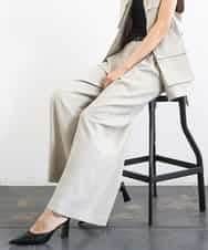 F6LGD05290 MICHEL KLEIN(小さいサイズ)(メゾン ドゥ サンク) [小さいサイズ][セットアップ対応]ツイードライク　ワイドパンツ ベージュ