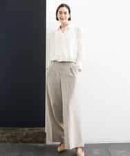 F6LGD05290 MICHEL KLEIN(小さいサイズ)(メゾン ドゥ サンク) [小さいサイズ][セットアップ対応]ツイードライク　ワイドパンツ ベージュ