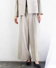 F6LGD05290 MICHEL KLEIN(小さいサイズ)(メゾン ドゥ サンク) [小さいサイズ][セットアップ対応]ツイードライク　ワイドパンツ ベージュ