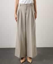 F6LGD05290 MICHEL KLEIN(小さいサイズ)(メゾン ドゥ サンク) [小さいサイズ][セットアップ対応]ツイードライク　ワイドパンツ ベージュ
